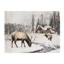 Melrose Wooden Winter Reindeer and Lodge Plaque 17.5"H