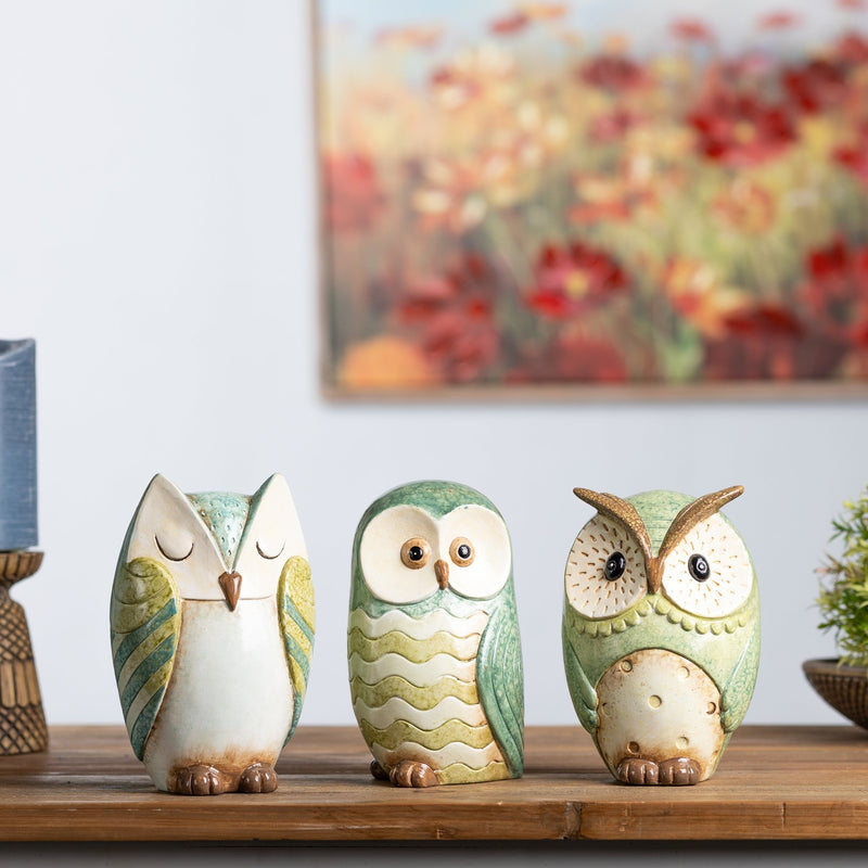 Melrose Terra Cotta Owl Figurine (Set of 3)