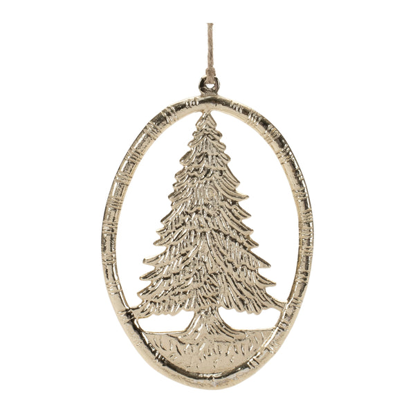 Melrose Etched Metal Pine Tree Ornament (Set of 12)