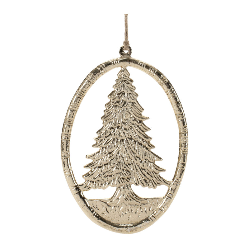 Melrose Etched Metal Pine Tree Ornament (Set of 12)