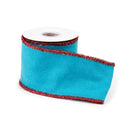 Melrose Blue Wool and Red Wired Ribbon (Set of 2)