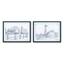 Melrose Framed Sketch Art Barn Print Wall Decor, Rustic