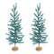 Melrose Turquoise Pine Tree with Wood Base (Set of 2)