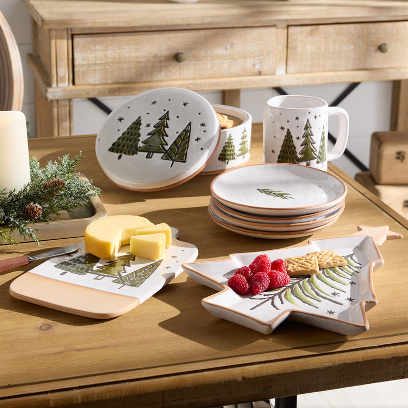 Melrose Ceramic Pine Tree Cutting Board Tray (Set of 4)