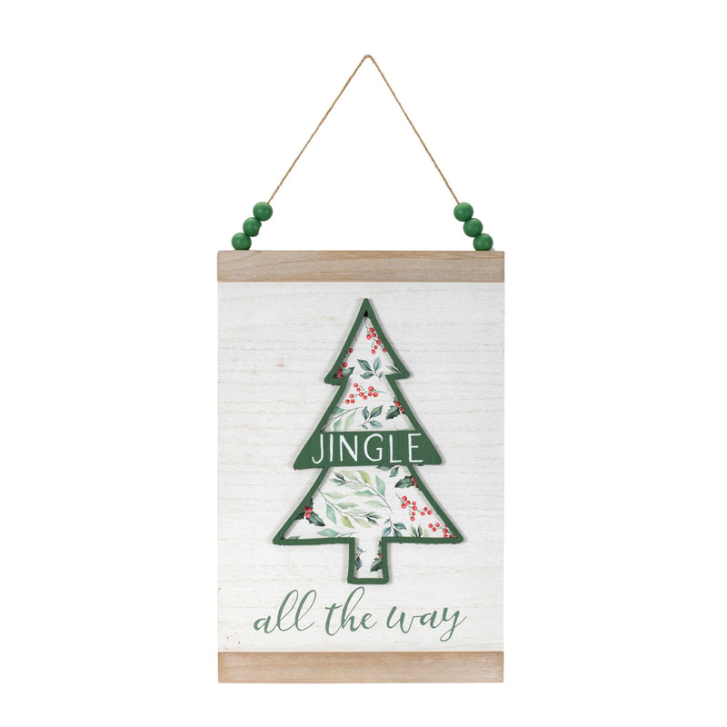 Melrose Wood Beaded Merry Christmas Banner (Set of 2)