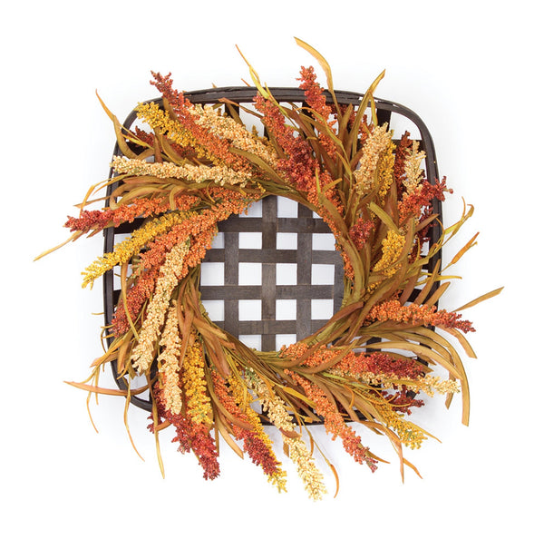 Melrose Wreath and Wicker Wall Decor 20"SQ