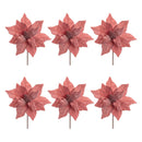 Melrose Glittered Poinsettia Flower Stem (Set of 6)