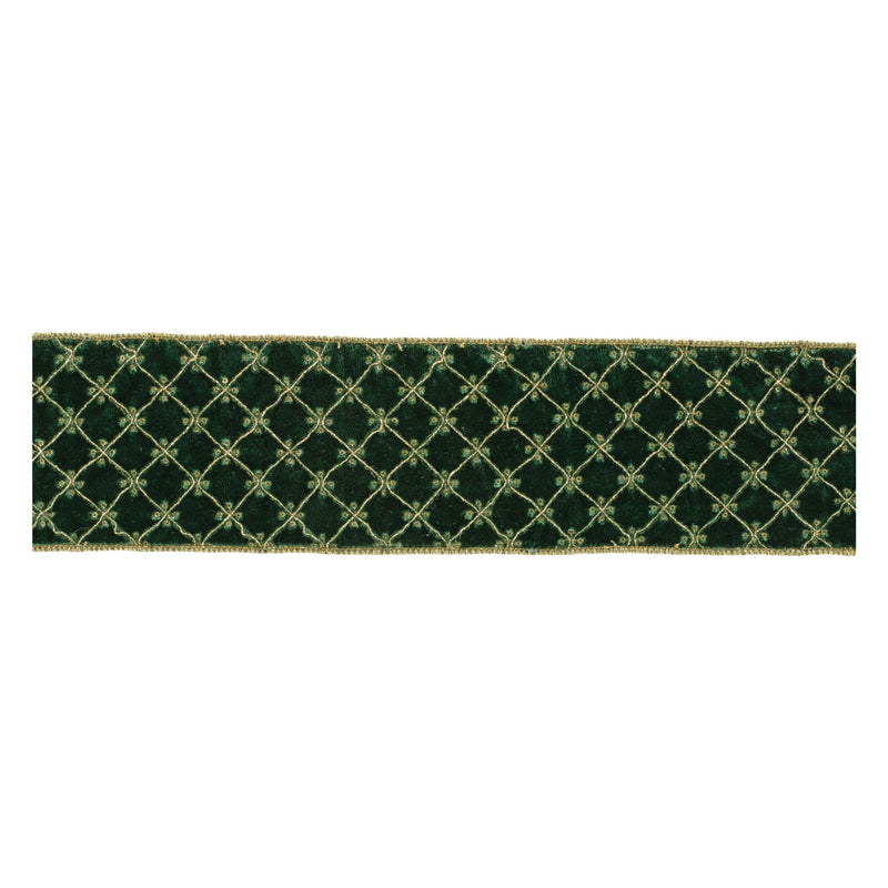 Melrose Ornate Diamond Pattern Wired Ribbon (Set of 2)