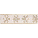 Melrose Glittered Snowflake Wired Ribbon 4" x 5 Yds.