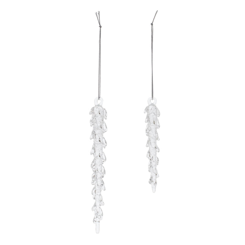 Melrose Dripping Glass Icicle Drop Ornament (Set of 12)
