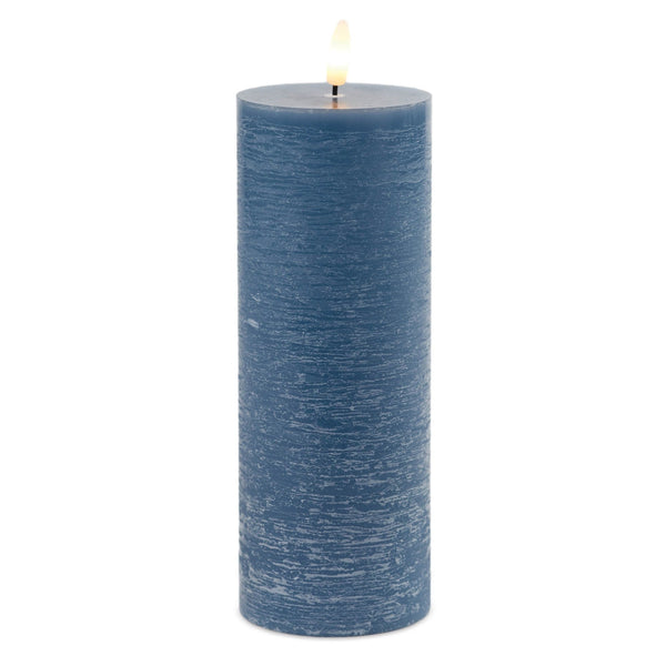 Melrose FIA Wick Blue Pillar Candle (Set of 2)