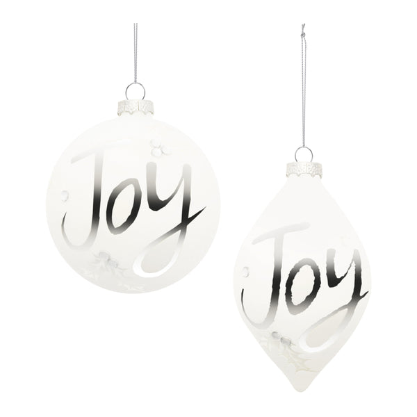 Melrose Frosted Glass Joy Ornament (Set of 6)