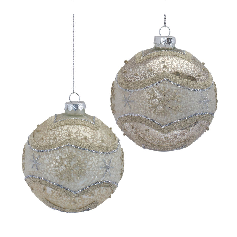 Snowflake Mercury Glass Ball Ornament (Set of 6)