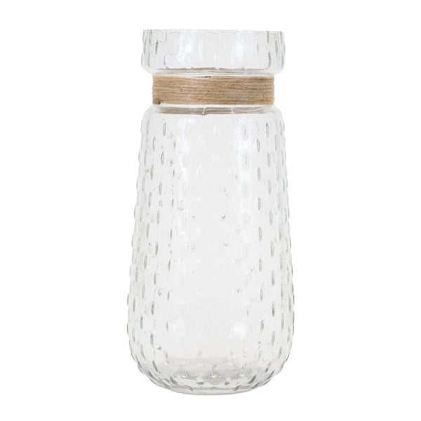 Melrose Texture Glass Vase with Jute Accent (Set of 2)
