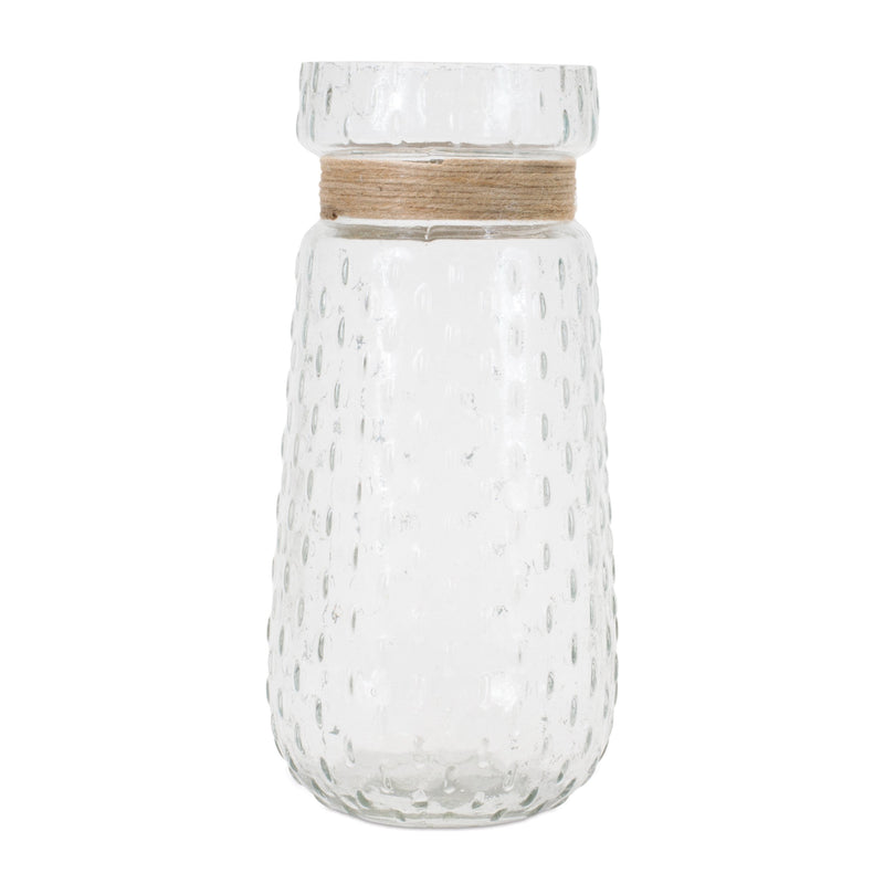 Melrose Texture Glass Vase with Jute Accent (Set of 2)