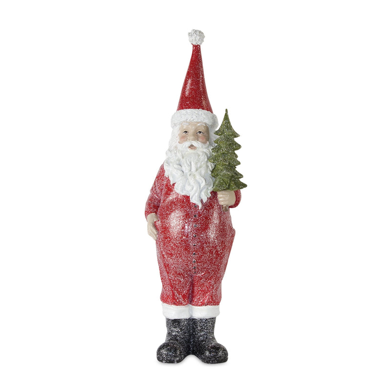 Melrose Frosted Long John Santa with Pine and List Accent (Set of 3)