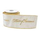 Melrose Embroidered Merry Christmas Wired Ribbon 4" x 5 Yds.