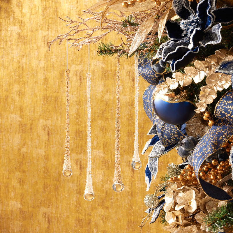 Melrose Glitter Drop Ornaments – Set of 24