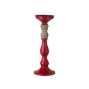 Melrose Red Candle Holder with Wood Accent (Set of 3)