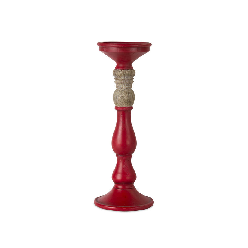 Melrose Red Candle Holder with Wood Accent (Set of 3)