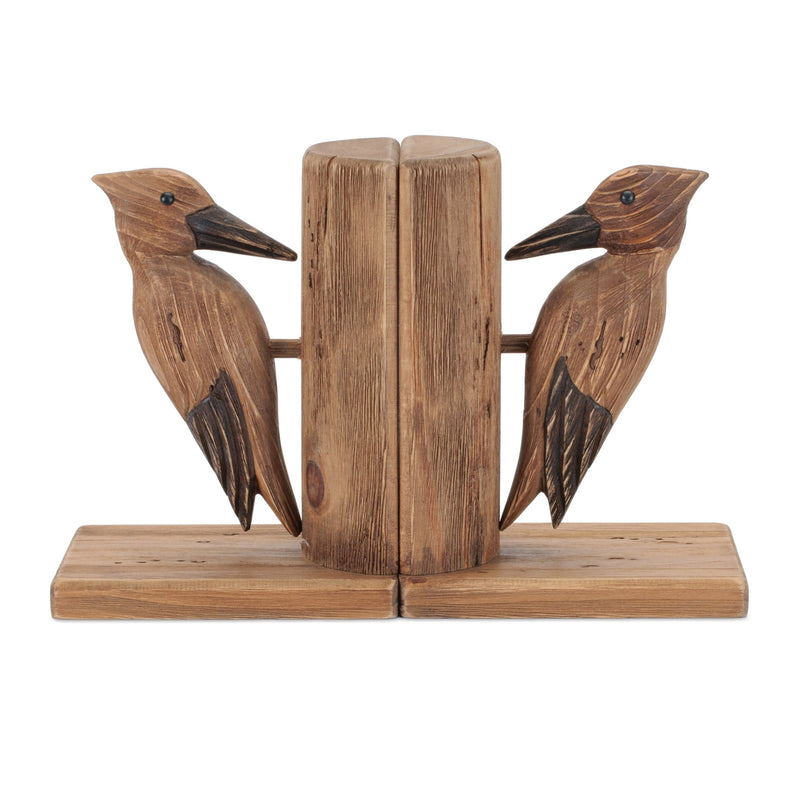 Melrose Pine Wood Woodpecker Bird Bookend (Set of 2)
