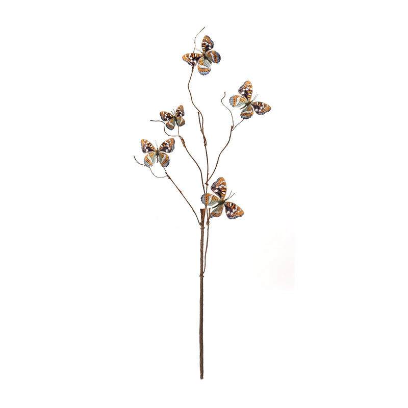 Melrose Blue and Orange Wire Butterfly Spray (Set of 6)