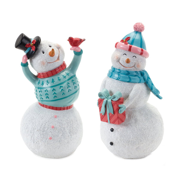 Melrose Whimsical Snowman Figurine (Set of 2)
