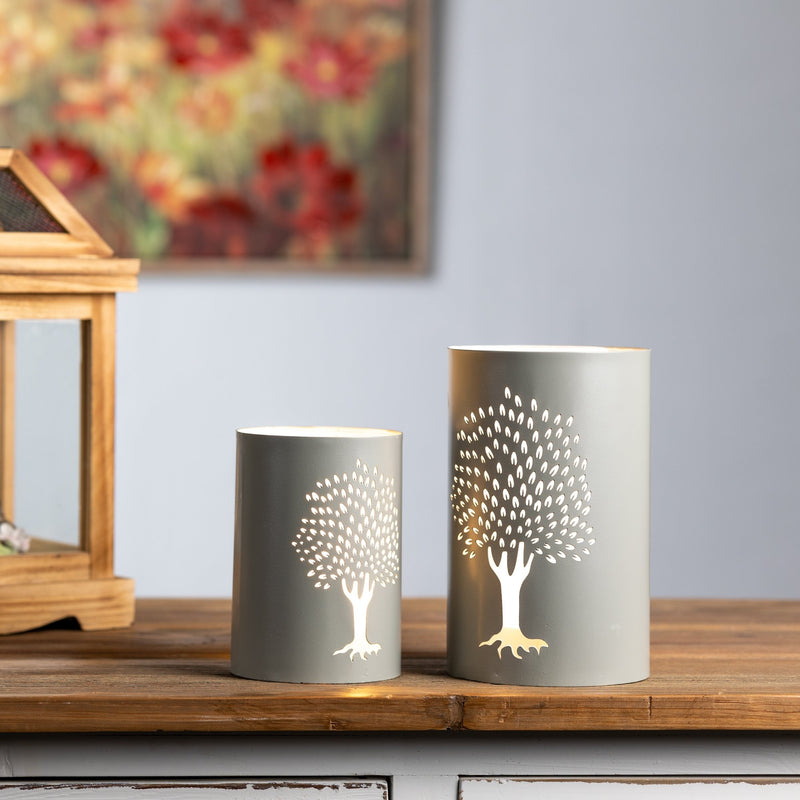 Melrose Punched Metal Tree Candle Holder (Set of 2)