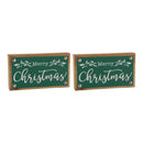 Melrose Merry Christmas Sign with Faux Leather Accent (Set of 2)
