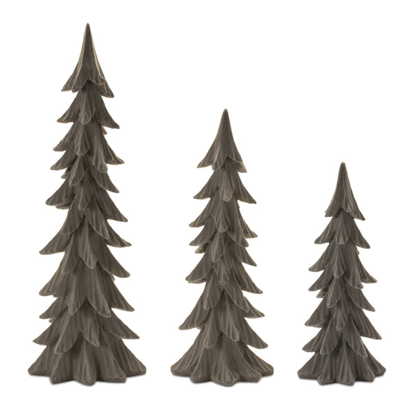 Melrose Velvet Pine Tree (Set of 3)
