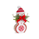 Melrose Nordic Snowflake Snowman Figurine with Pine Bow Accent (Set of 2)