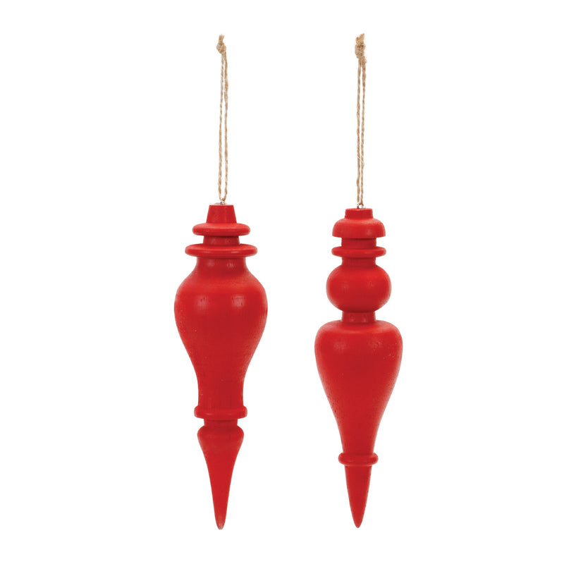 Melrose Red Wood Finial Drop Ornament (Set of 6)