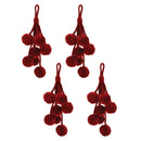 Melrose Burgandy Pom Pom Cluster Drop Ornament (Set of 4)