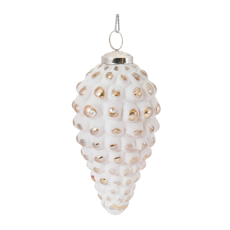 White Washed Glass Ornament (Set of 6)