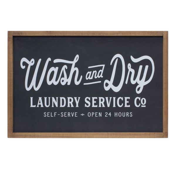 Melrose Wood Laundry Sentiment Sign 18.25"L Wall Decor, Modern, Wood