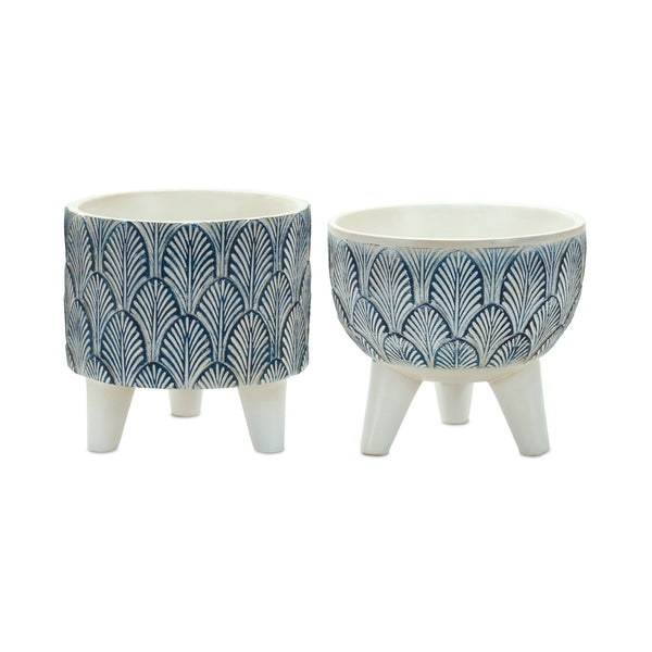 Melrose Geometric Leaf Planter with Legs Set of 2 Planter