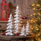 Melrose Flocked White Pine Tree with Carved Design (Set of 4)