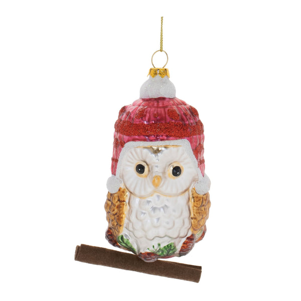 Melrose Glittered Glass Owl Ornament (Set of 12)