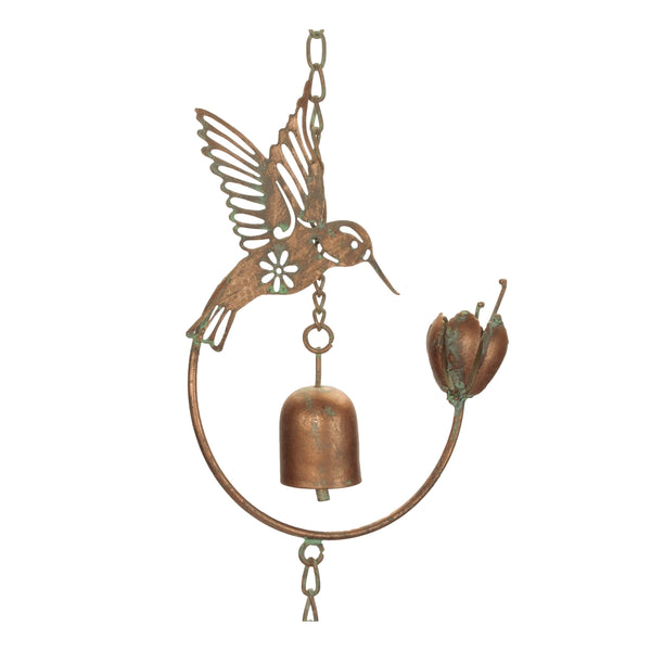Melrose Iron Hummingbird and Bell Rain Chain
