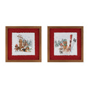Melrose Framed Dog Sled and Ski Print Under Glass (Set of 2)