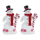 Melrose Peppermint Snowman with Candy Cane Figurine (Set of 2)