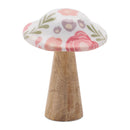 Melrose Wood Floral Patterned Mushroom (Set of 2)
