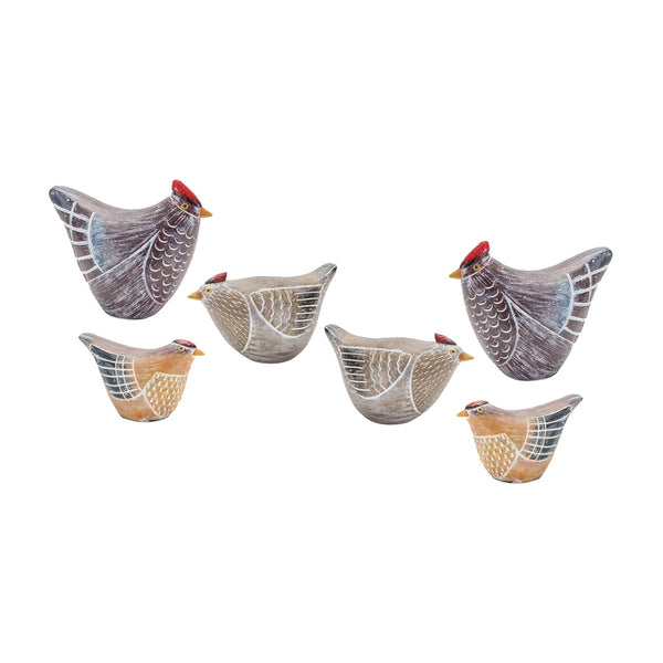 Etched Chicken Shelf Sitter with Wood Grain Design (Set of 6)