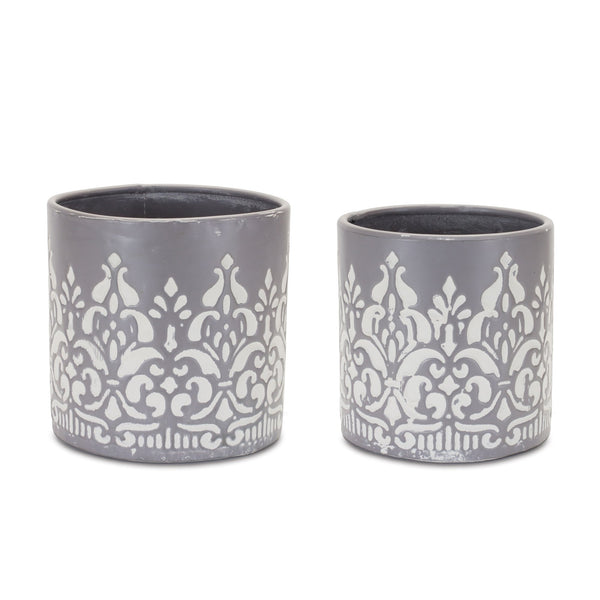 Melrose Ornate Metal Planter Set of 2 Planter