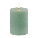 Melrose FIA Wick Green Pillar Candle (Set of 2)