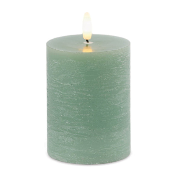 Melrose FIA Wick Green Pillar Candle (Set of 2)