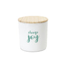 Melrose Stoneware Happy Sentiment Canister with Wood Lid (Set of 2) Multicolor