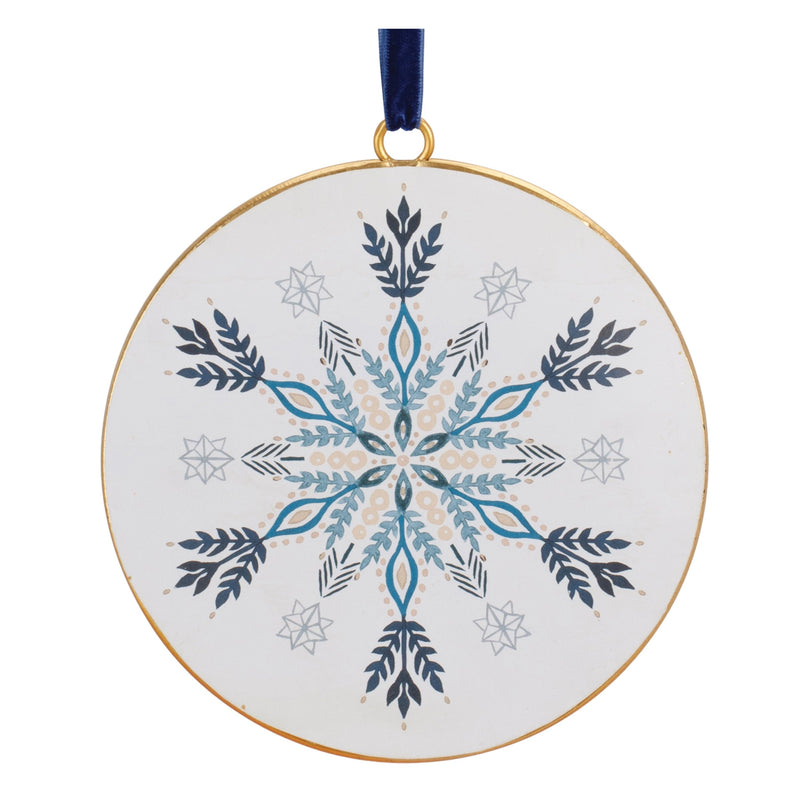 Metal Modern Snowflake Disc Ornament (Set of 12)