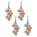 Melrose Beige Pom Pom Cluster Drop Ornament (Set of 4)