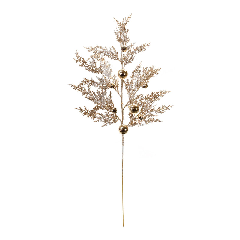 Melrose Flocked Sleigh Bell Pine Spray (Set of 2)